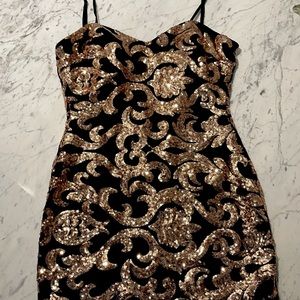 Black Mini Dress with gold design